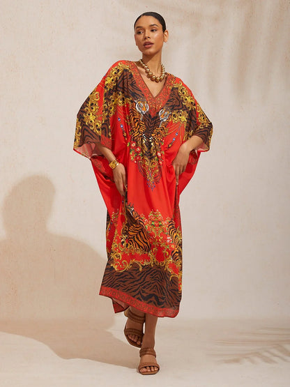 Vintage Jewelry Chiffon Vacation Kaftan