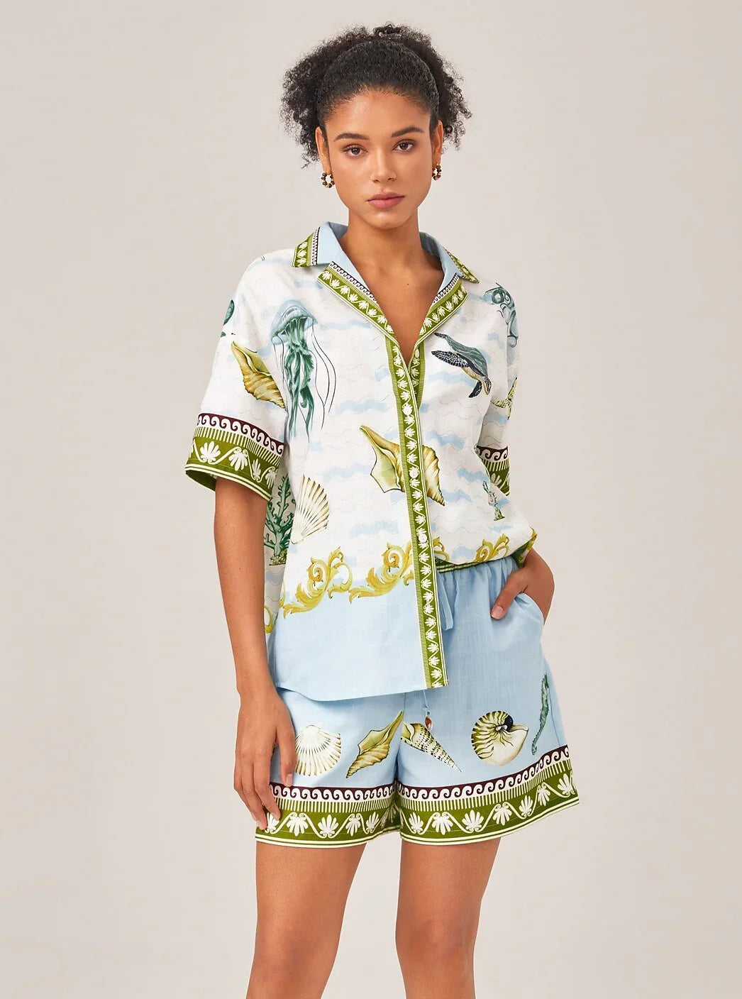 Linen Like Ocean Themed Placement Print Set