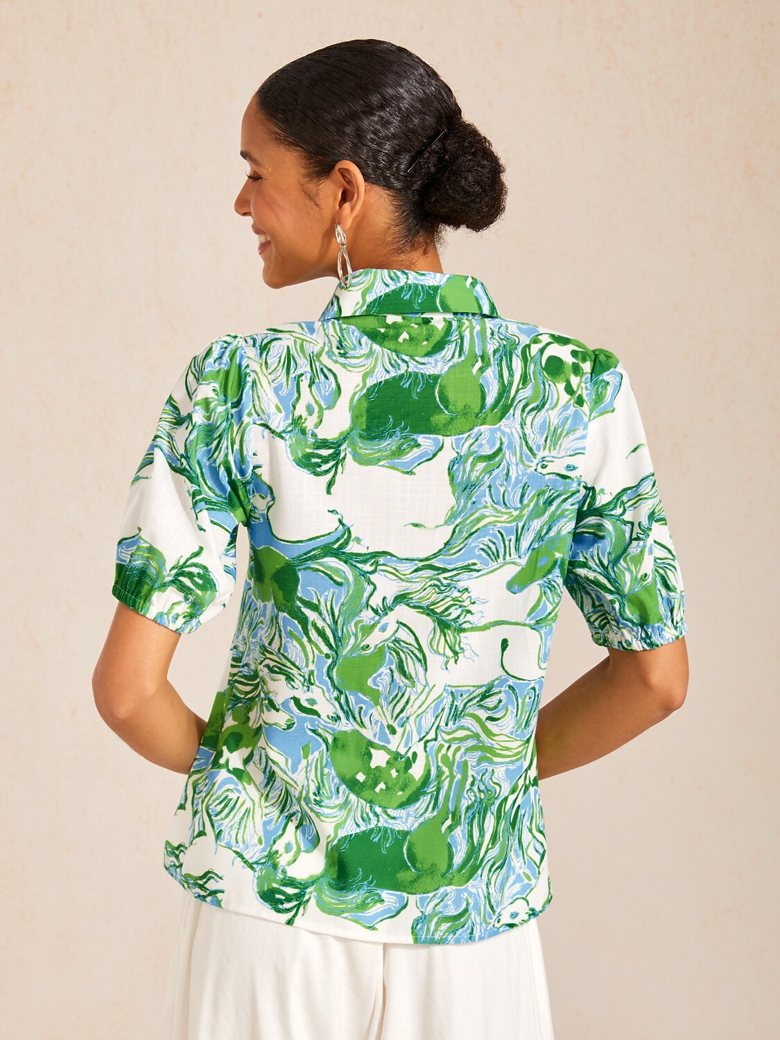Graphic Art Mustang Linen Look Top