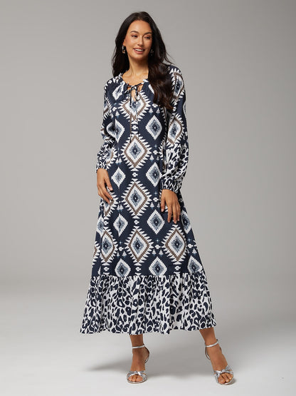 Boho Abstract Animal Print Maxi Dress