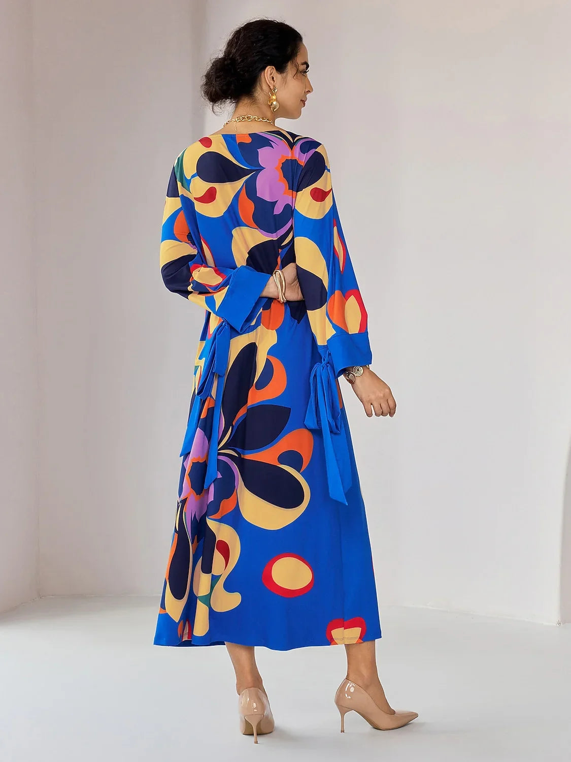 Loose Floral Print Midi Dress