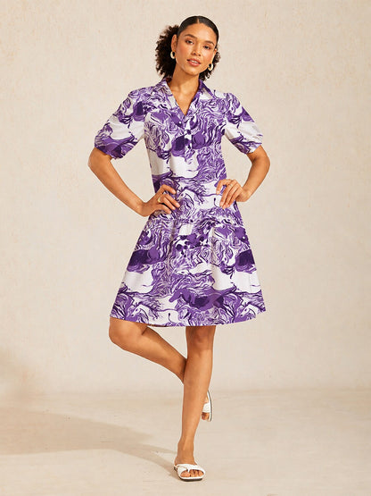 Graphic Art Mustang Linen Look Midi Dress