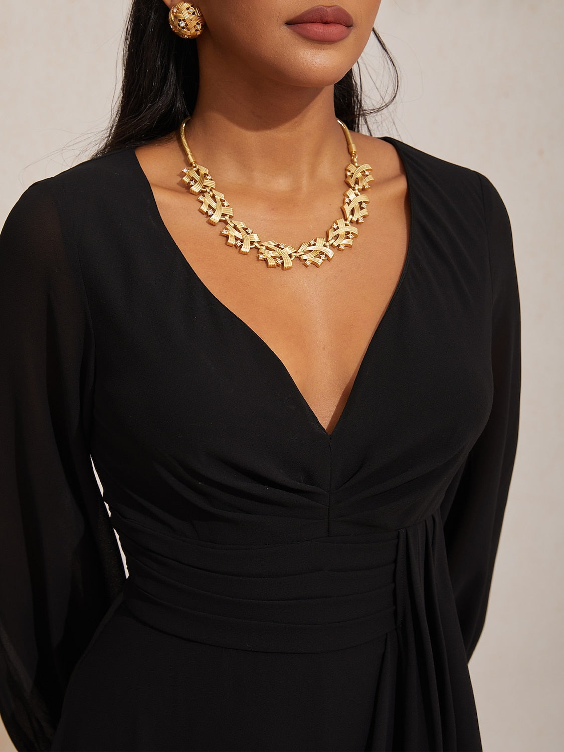 Asymmetrical Deep V Wide-legged Jumpsuit