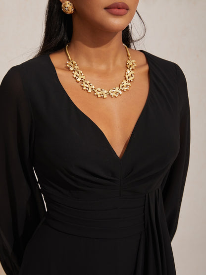 Asymmetrical Deep V Wide-legged Jumpsuit