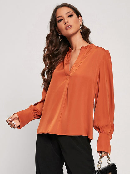 Vacation Silky Satin Simple Blouse