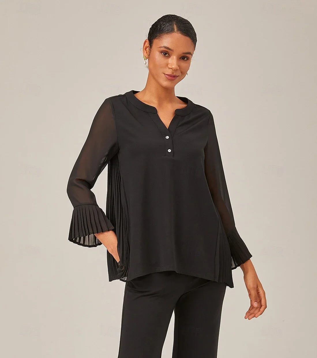 Casual Daily Black Chiffon Top