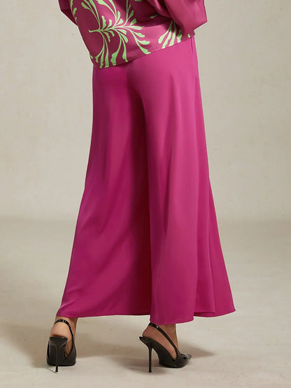 Satin Wide Leg Burgundy Pocket Pants