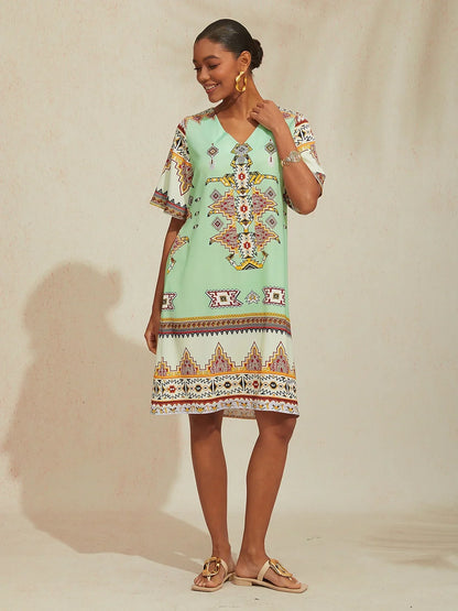 Santorini Summer Silky Satin Mini Dress