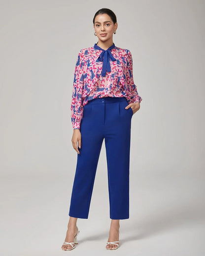 Pink Leopard Print Long Sleeve Blouse