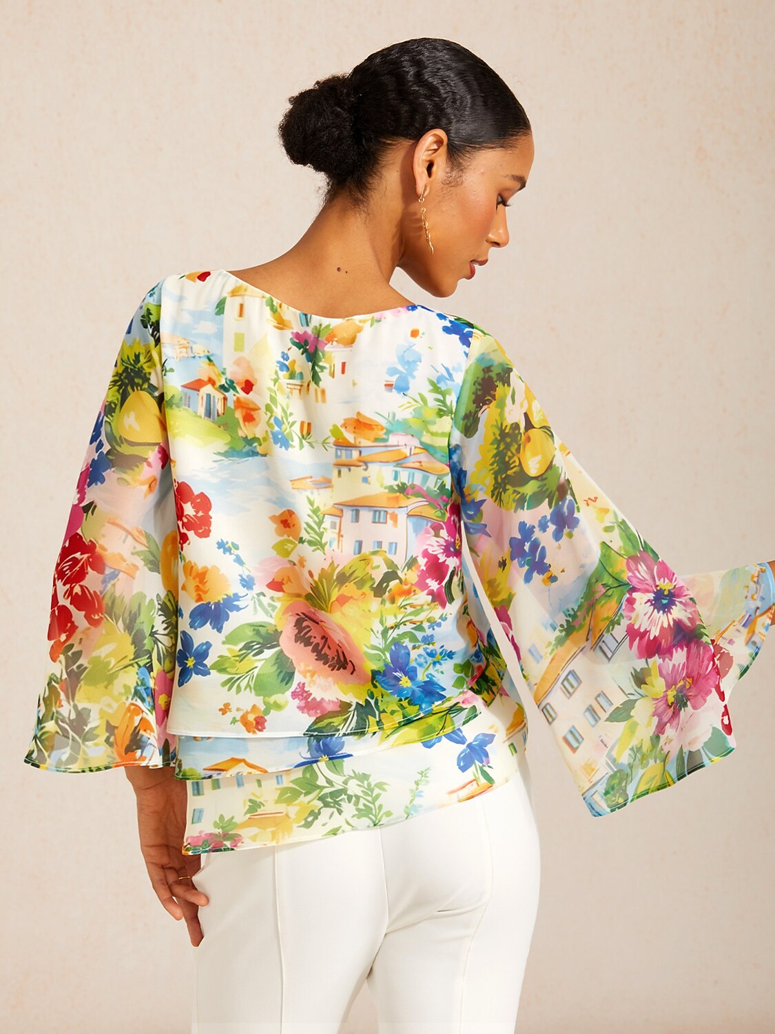 Lavender Paisley Flora Flowy Chiffon Top