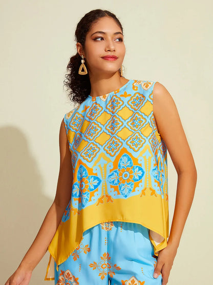 Camisole Satin Ethnic Print Boho Tank Top