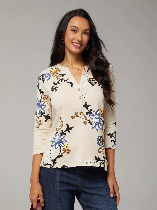 Floral Slub Cotton T shirt