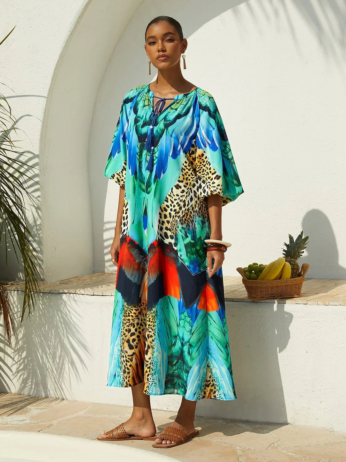 Jungle Wild Party Flowy Chiffon Maxi Dress