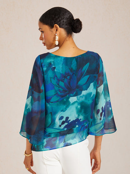 Jungle Butterfly Flowy Chiffon Blouse