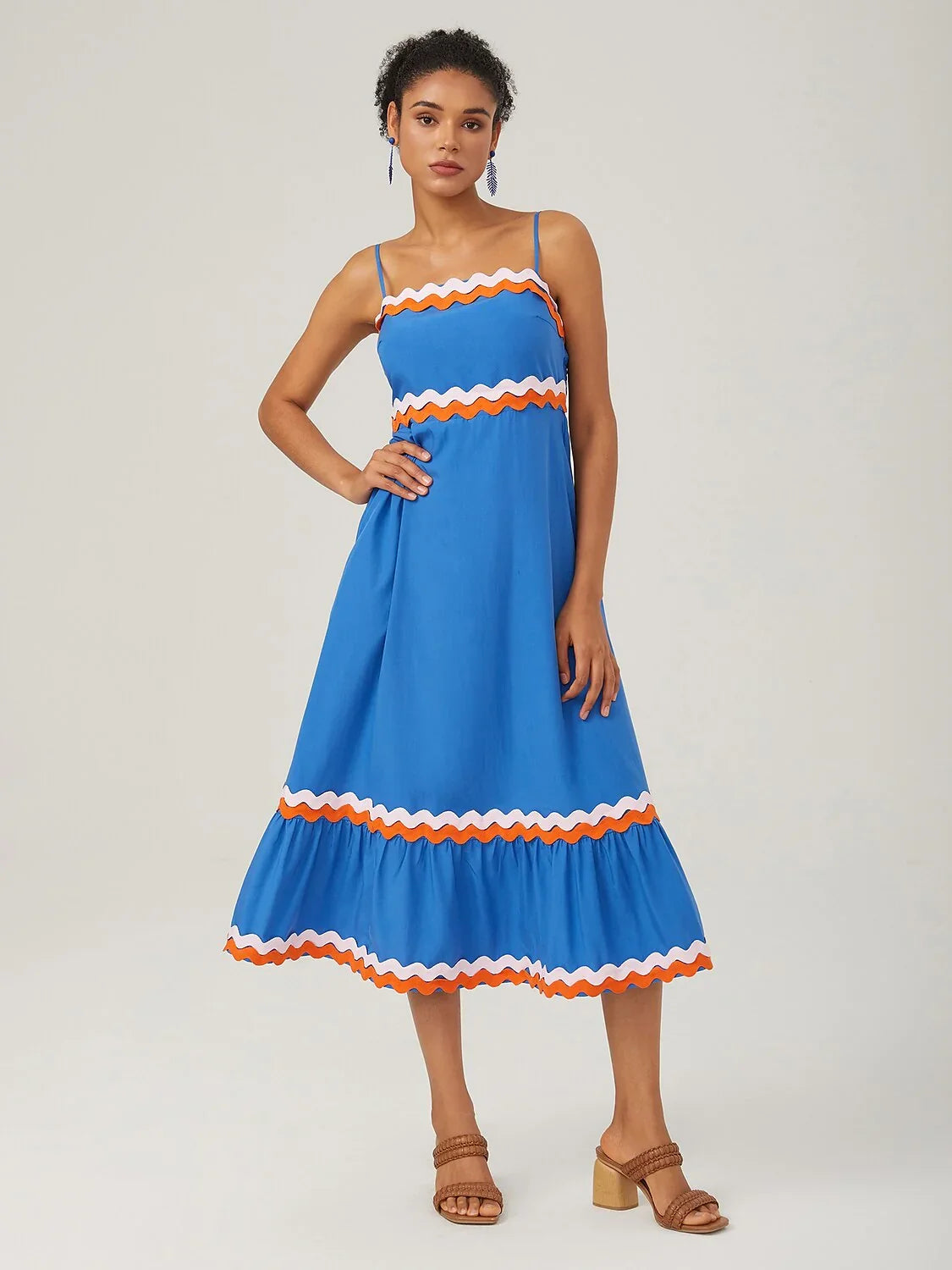 Tencel Block Wave Hem Cami Dress