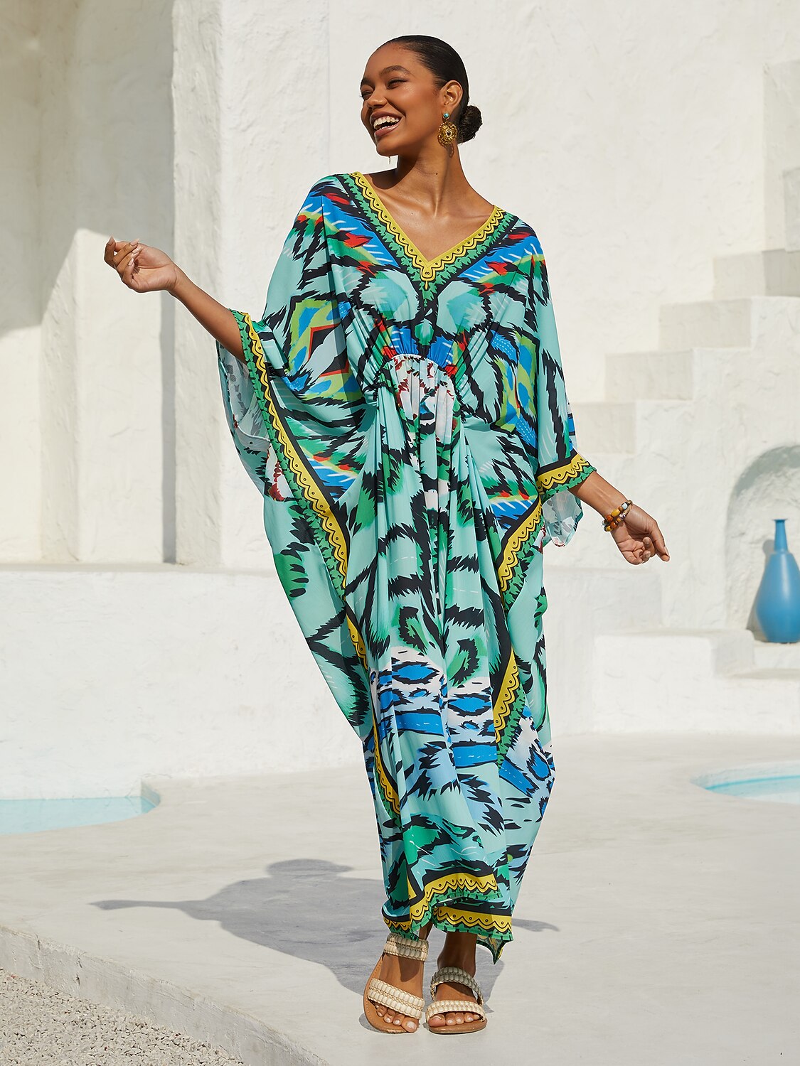 Vintage Jewelry Chiffon Vacation Kaftan