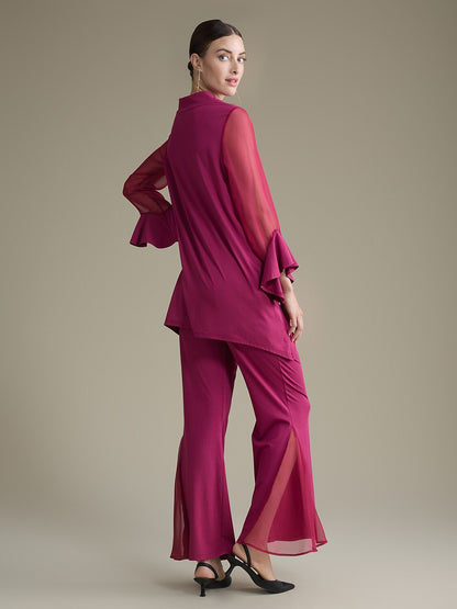 Luxurious High Neck Ruffle Long Sleeve Blouse