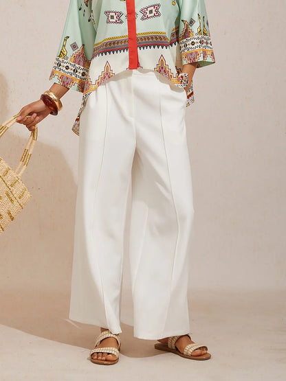 Slight Stretch Twill Elastic Waist Straight Pants