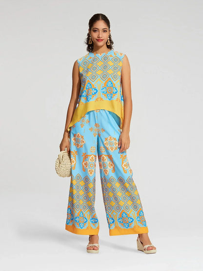 Camisole Satin Ethnic Print Boho Tank Top