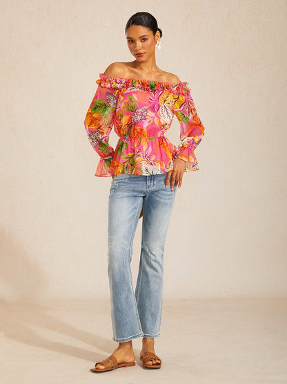 Wild Hibiscus Dream Flowy Chiffon Top