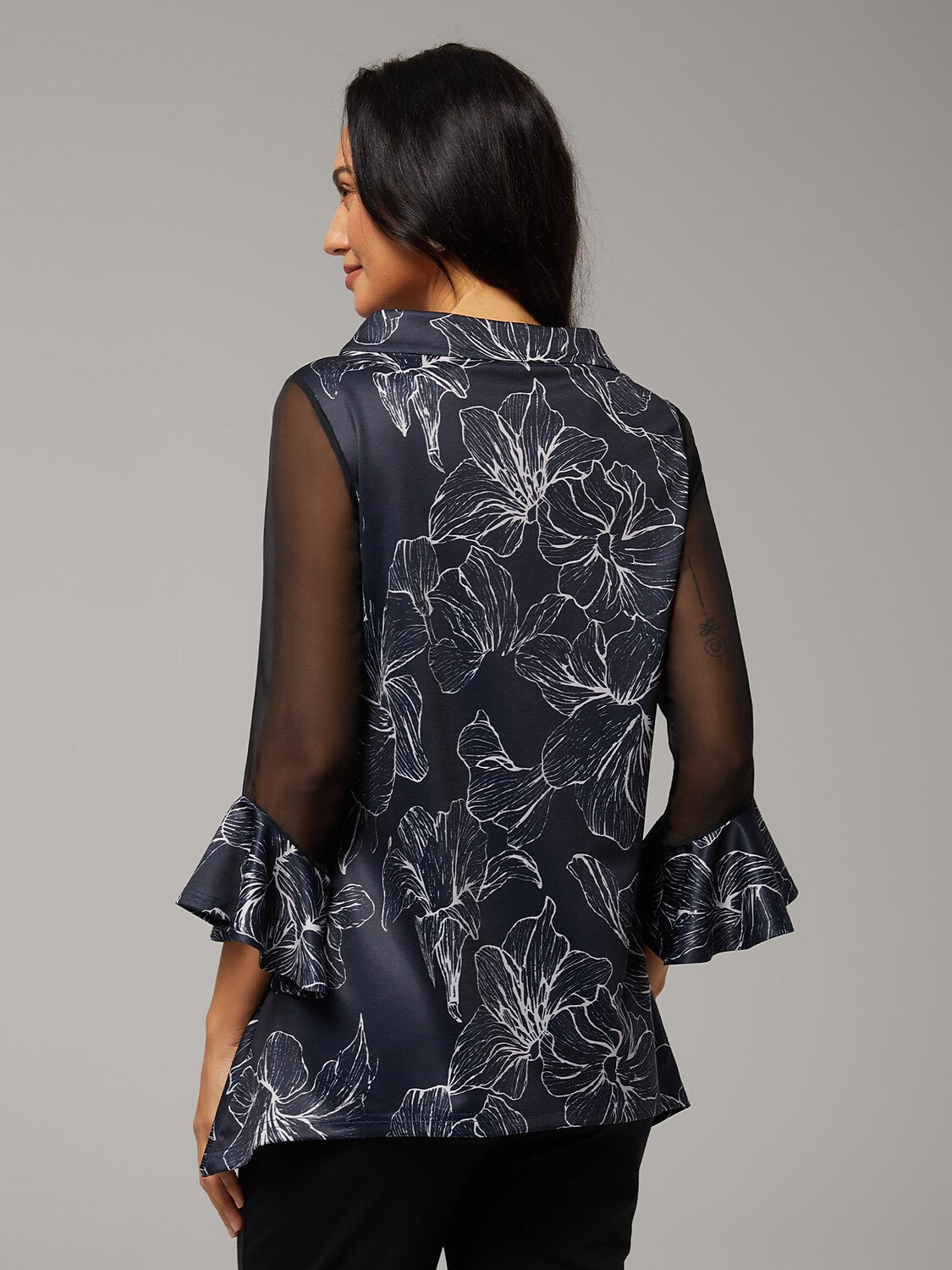 Blouse en Chiffon Modal Coupe Ajustée, Voilée, Légère et Respirante