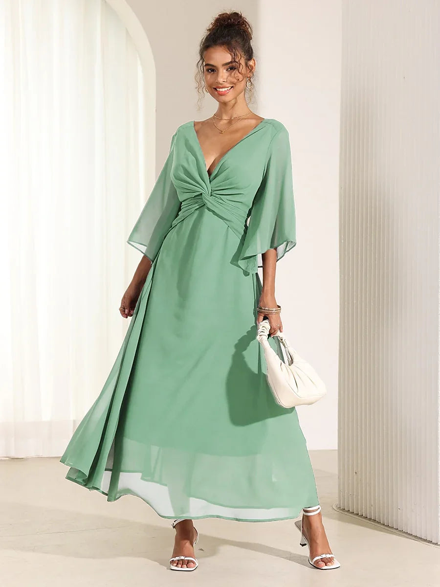 Jungle Butterfly Flowy Chiffon Maxi Dress
