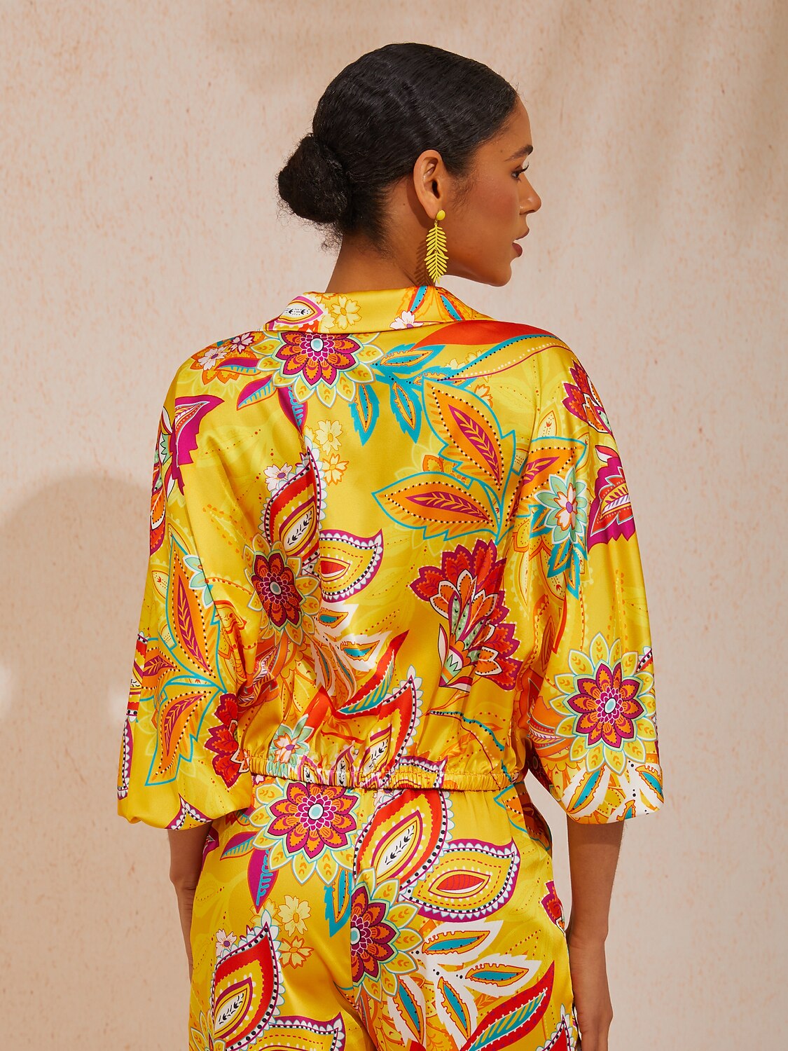 Boho Paisley Flowy Chiffon Short Blouse