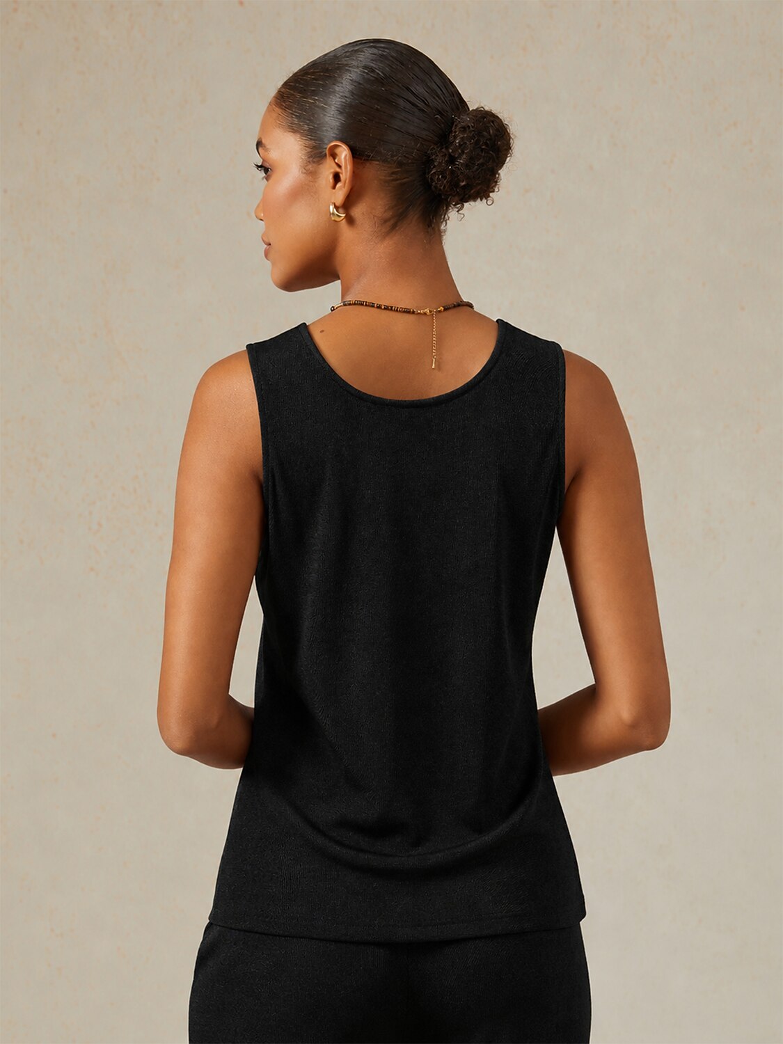Acetate Look Stretch Knit Convertible Tank