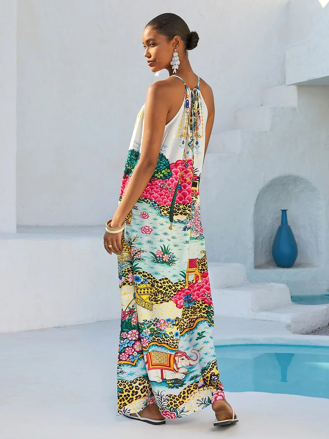 Jungle Wild Party Silky Leopard Maxi Dress