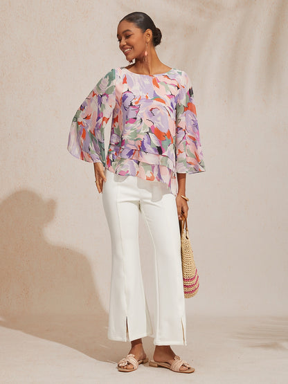 Jungle Butterfly Flowy Chiffon Blouse