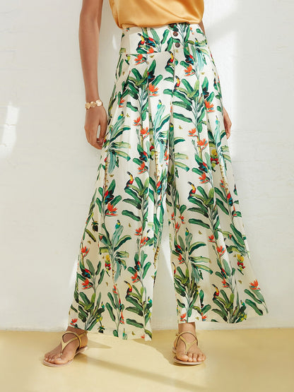 Satin Wide Leg Vacation Full Length Pants