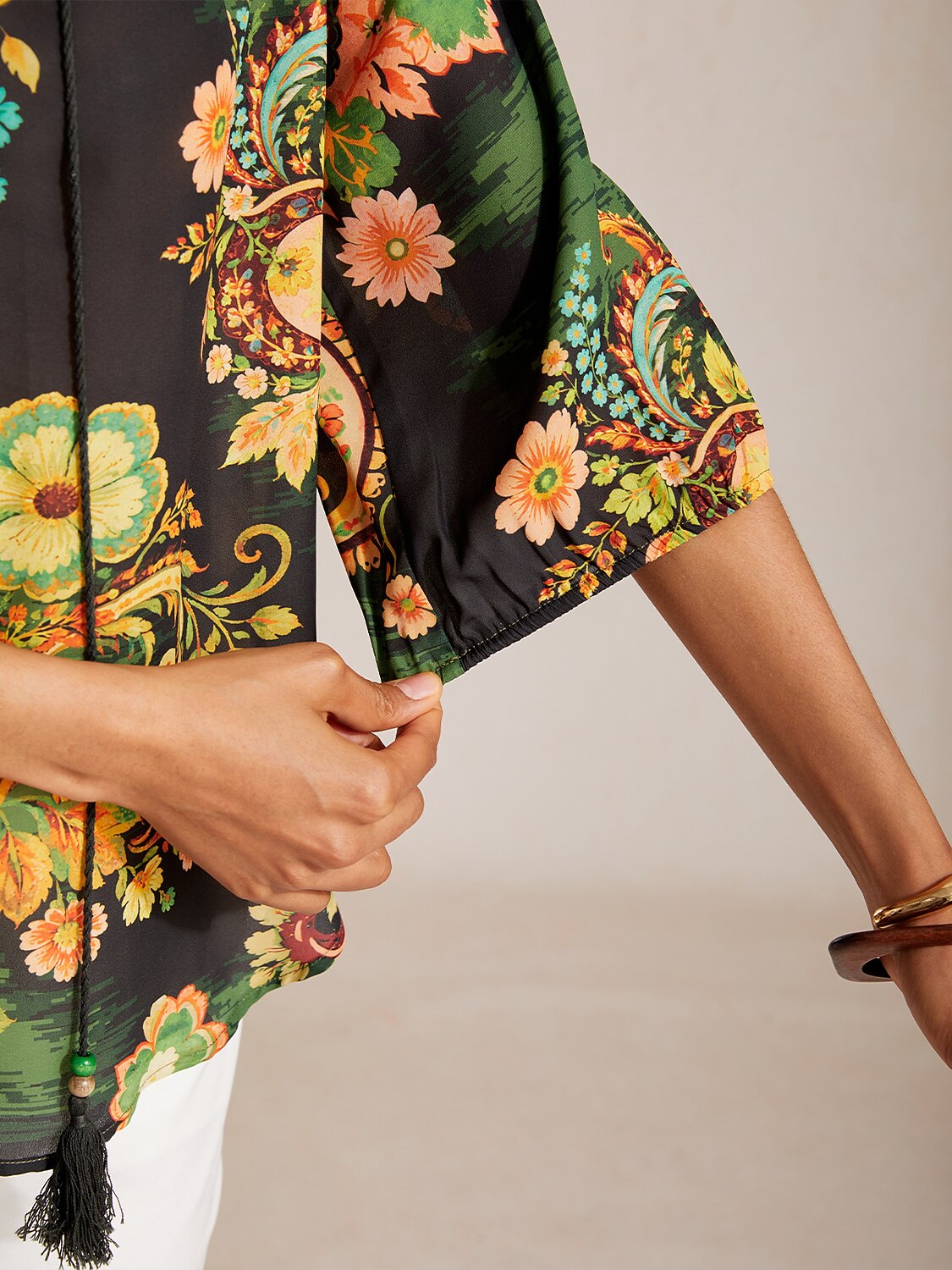 Vintage Baroque Chiffon Raglan Sleeve Blouse