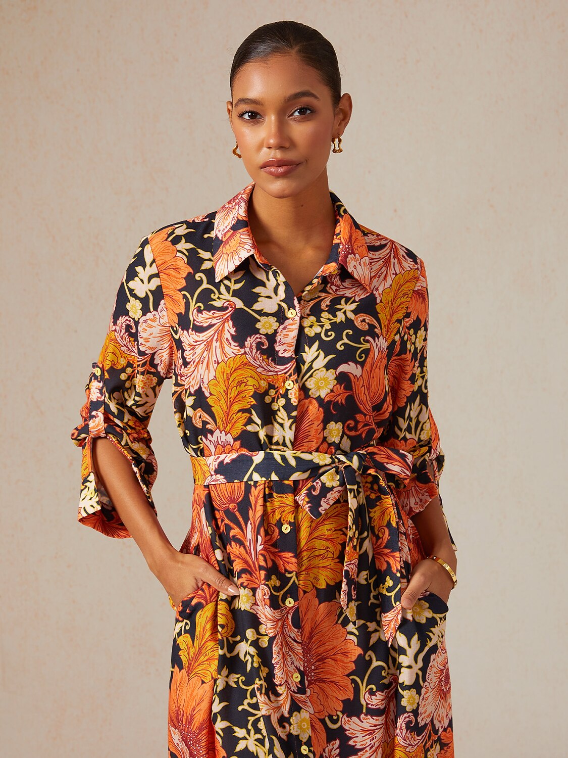 Sienna Garden Linen Look Shirt Dress