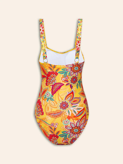 Maillot de bain bohème froncé avec coussinets amovibles