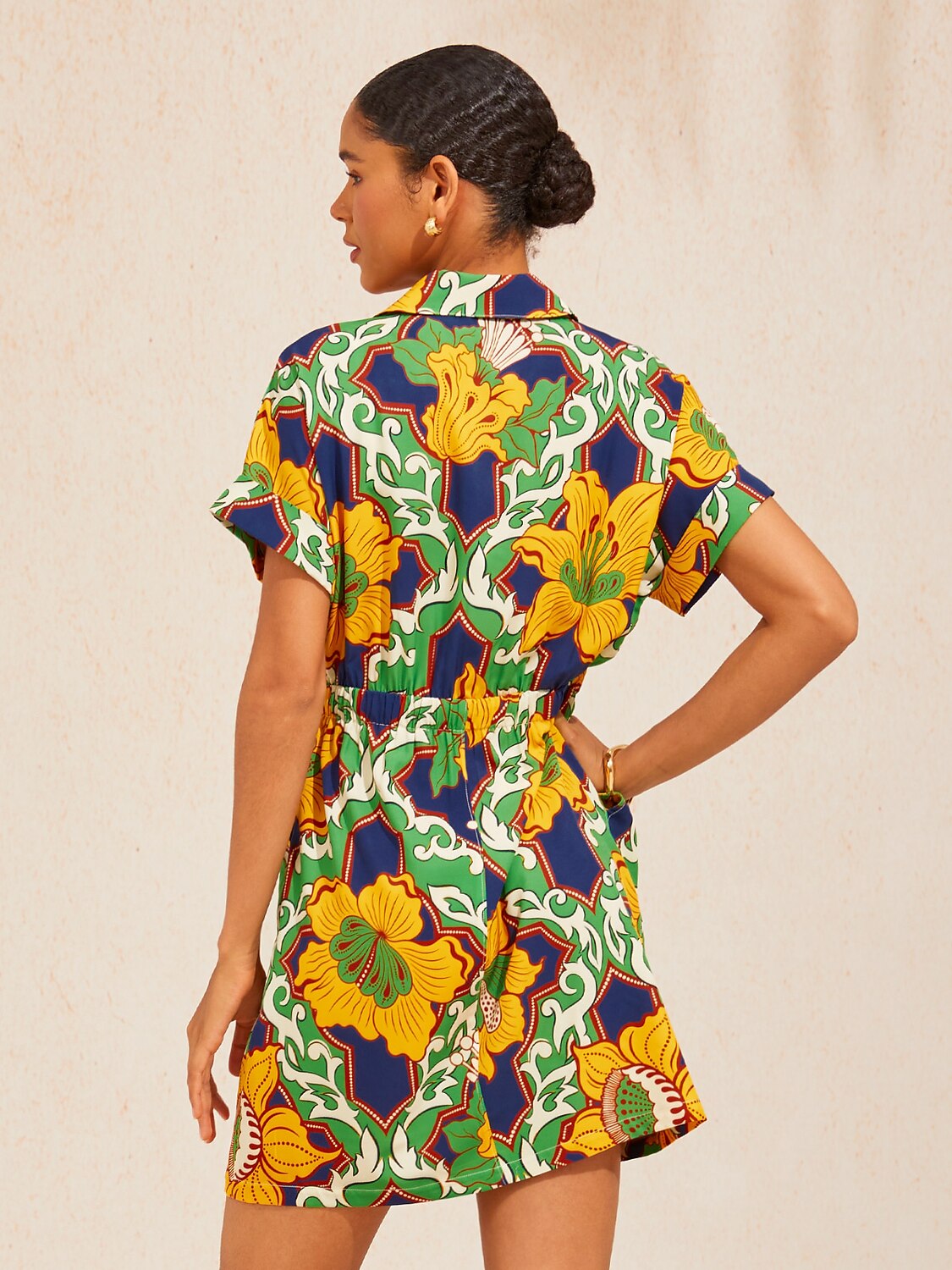 Emerald Bloom Bazaar Slight Stretch Short Dress