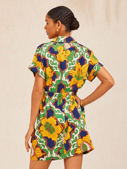 Emerald Bloom Bazaar Slight Stretch Short Dress