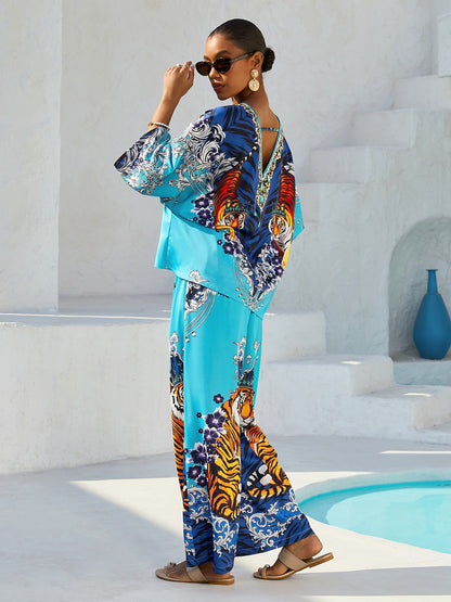 Indigo Tigress Silky Satin Vacation Pants