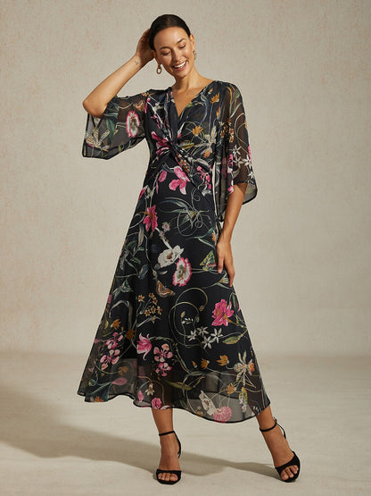 Jungle-Schmetterling Fließendes Chiffon-Maxikleid
