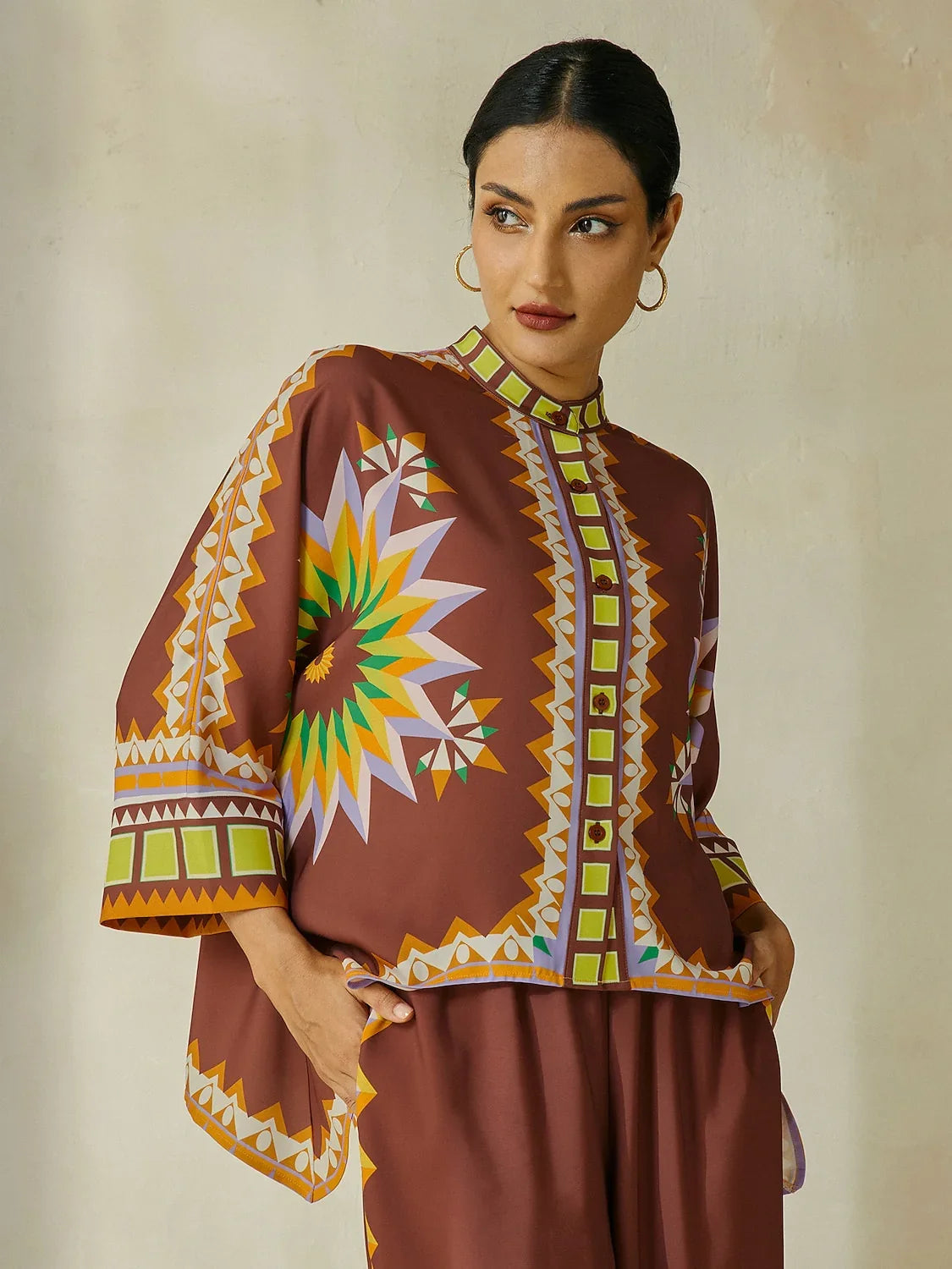 Bohemian Silky Satin Batwing Top