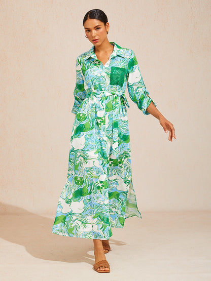 Graphic Art Mustang Linen Style Shirt Dress