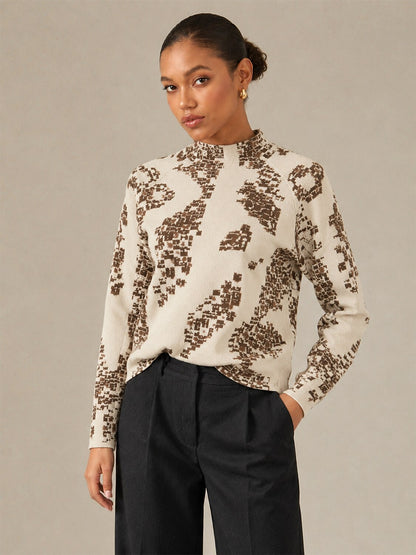 High Stretch Core Spun Yarn Mock Neck Pullover