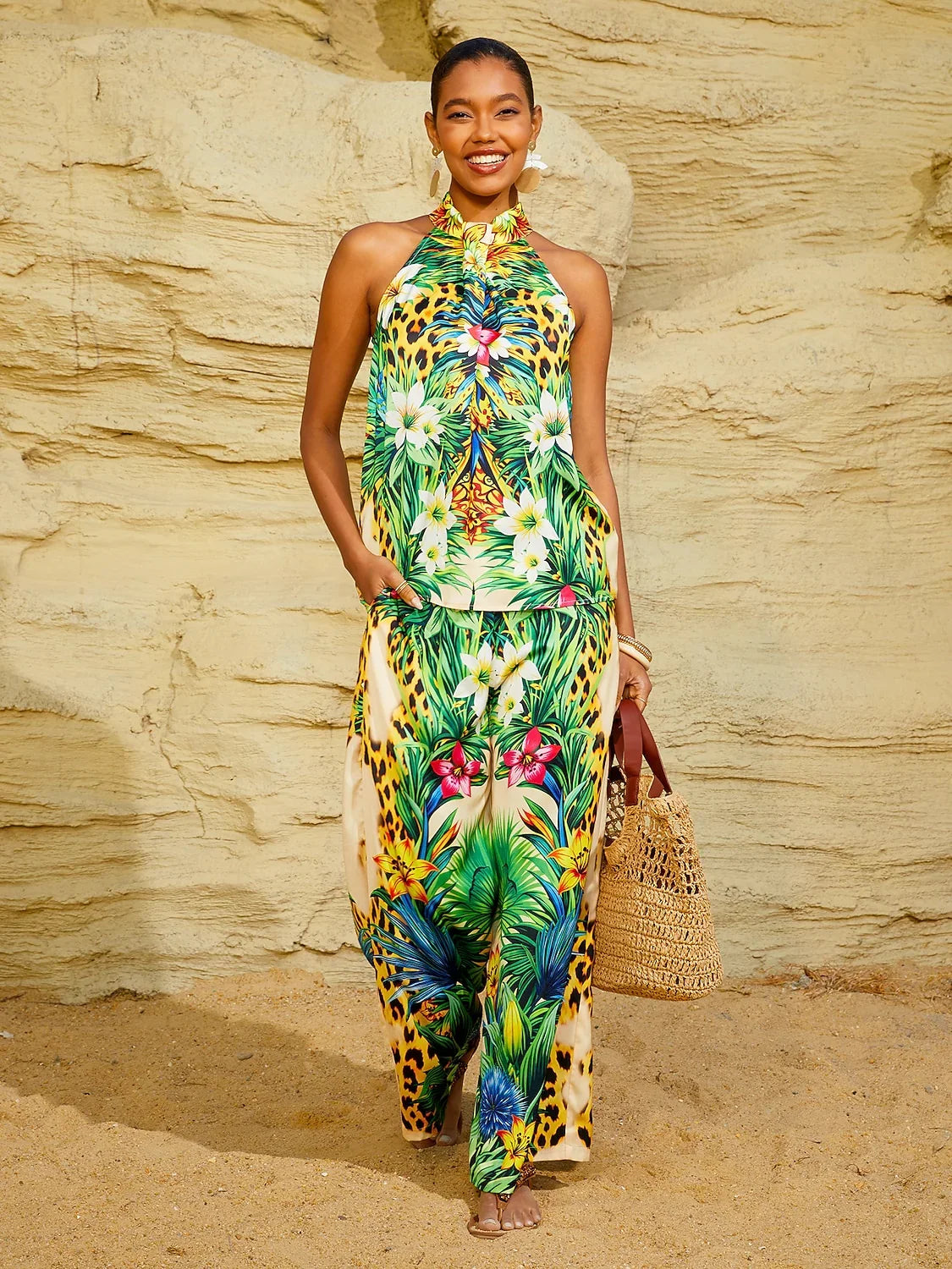 Tropical Temptation Silky Satin Leopard Top