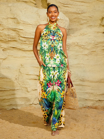Tropical Temptation Silky Satin Leopard Top