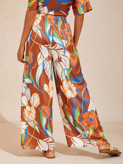 Desert Orchid Silky Satin Wide Leg Pants