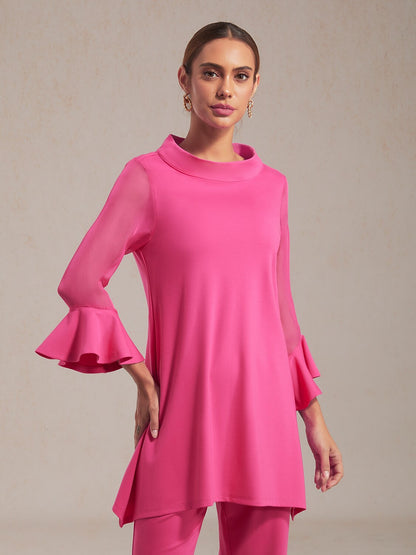 Blouse en Chiffon Modal Coupe Ajustée, Voilée, Légère et Respirante