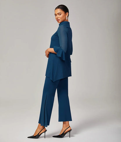 Pantalon Noir Taille Haute Pantalon Léger en Mousseline