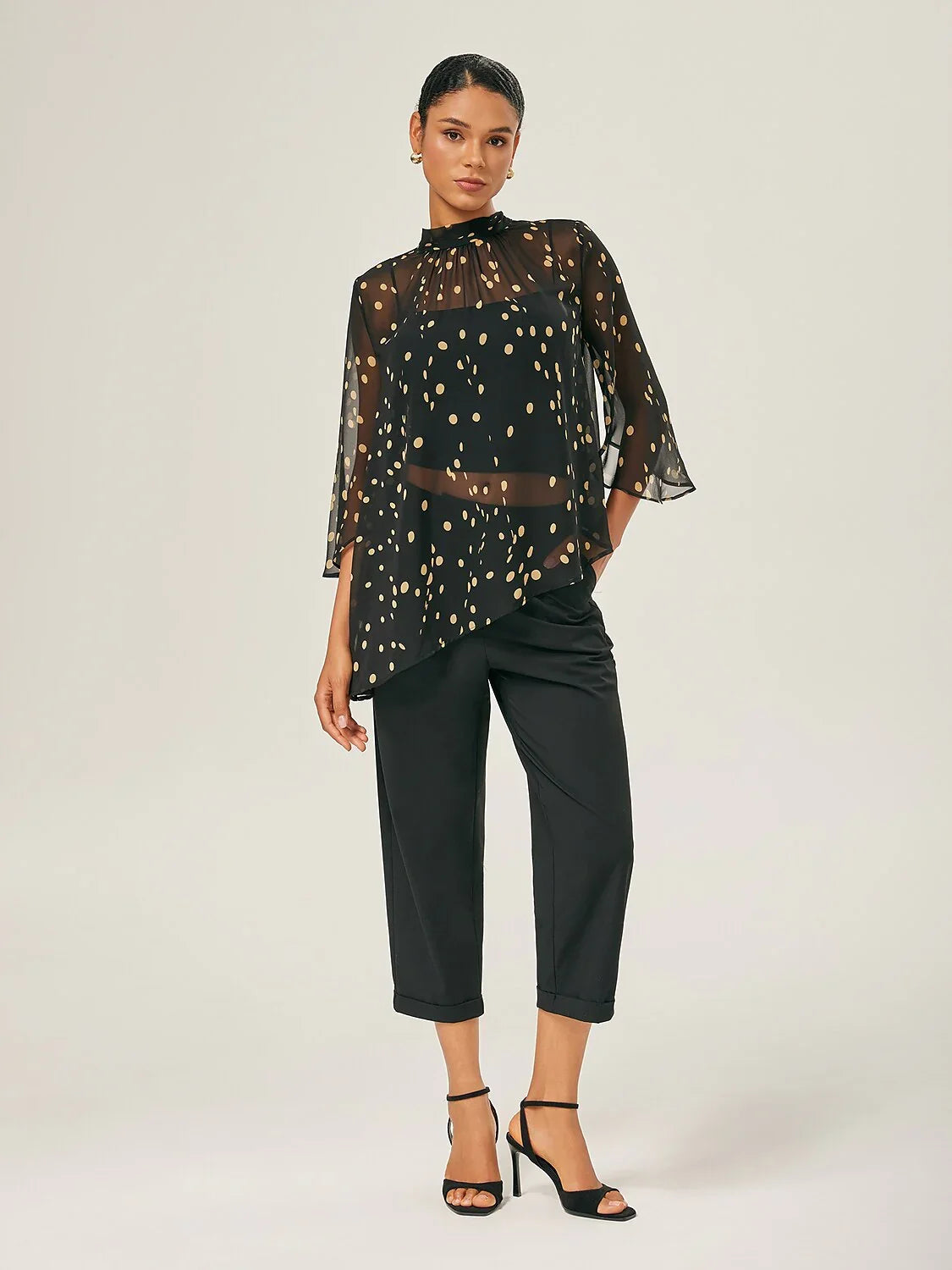 Slim Fit Black Wool Ankle Cigarette Pants
