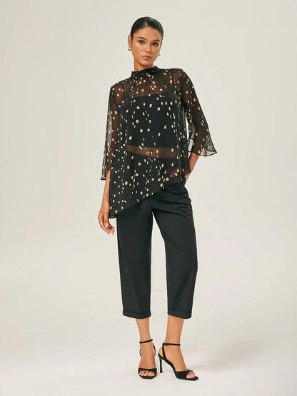 Slim Fit Black Wool Ankle Cigarette Pants