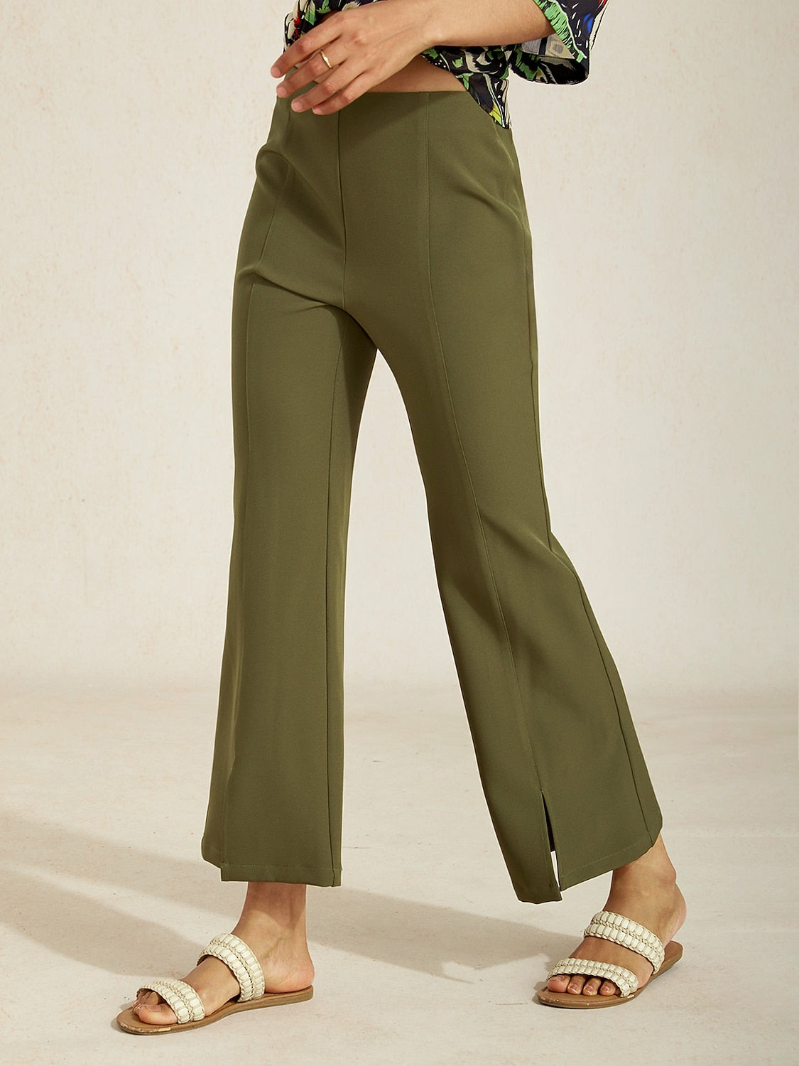 Elegant Slight Stretch Cropped Flared Pants