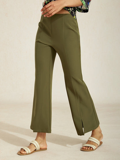 Elegant Slight Stretch Cropped Flared Pants